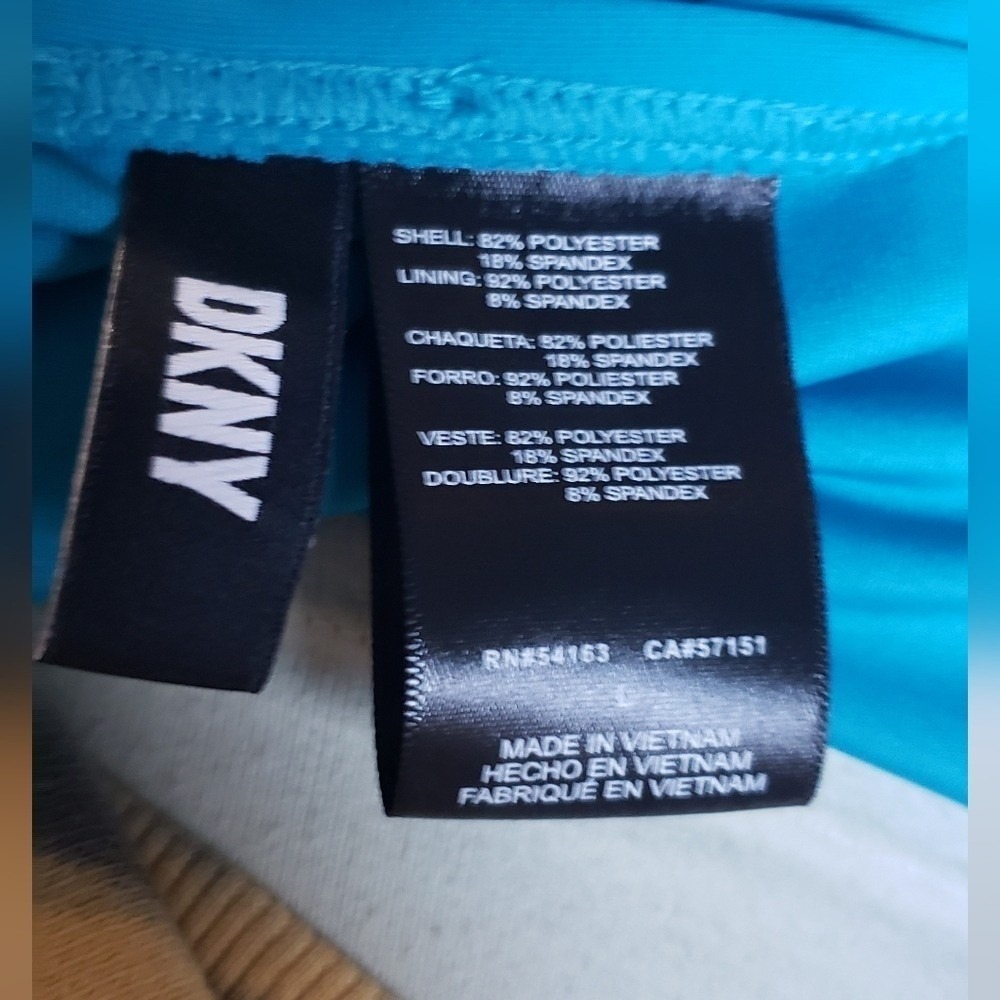 DKNY One Piece Swimsuit Womens L Blue Logo Crossback Straps Athletic Swimwear - Picture 8 of 10